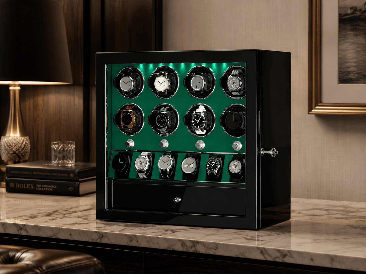 Robert Taylor Ascot watch winder — Black & Green.