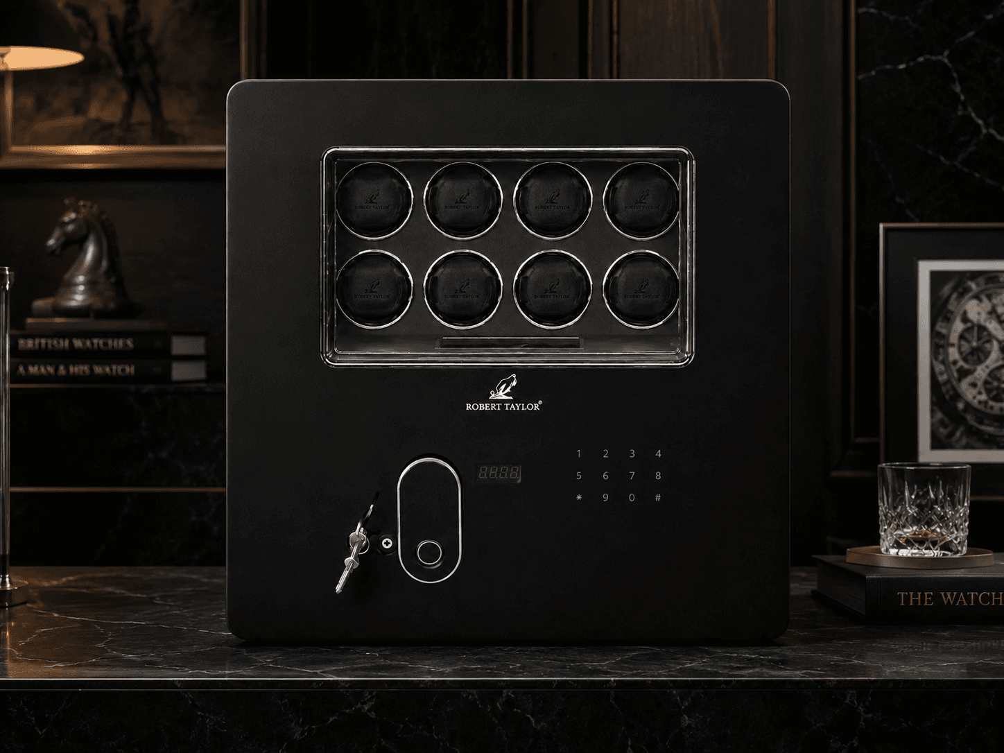 Robert Taylor Signature Edition watch winder — Alcantara Black Safe.