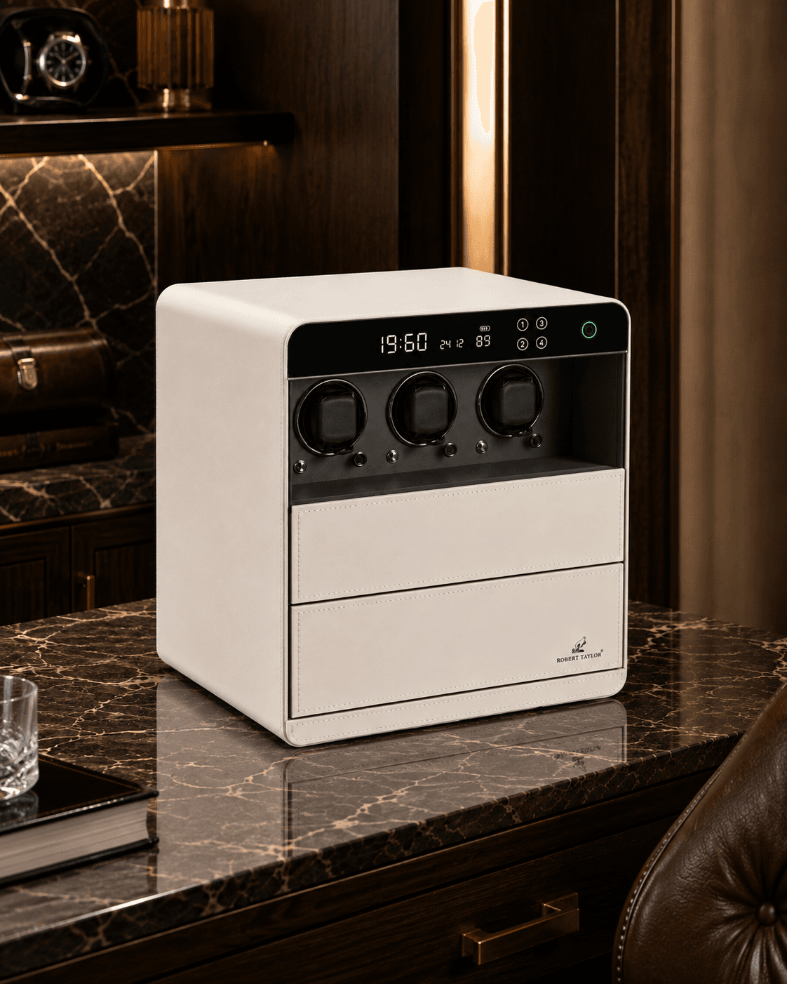 Robert Taylor Suite watch winder — White Leather.